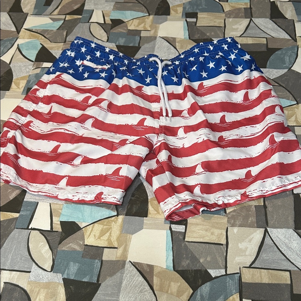 Free Planet Patriotic Red White Blue Swim Shorts